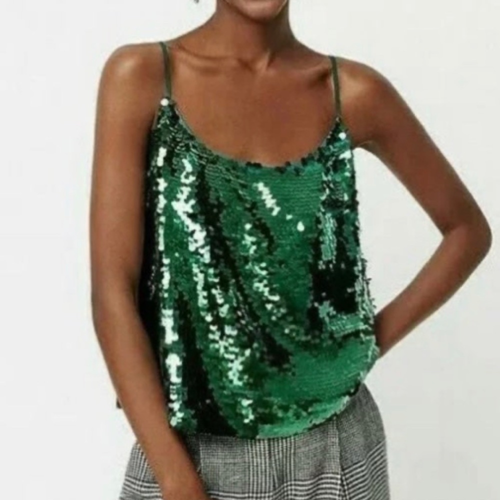 J. Crew Green Sequin Camisole